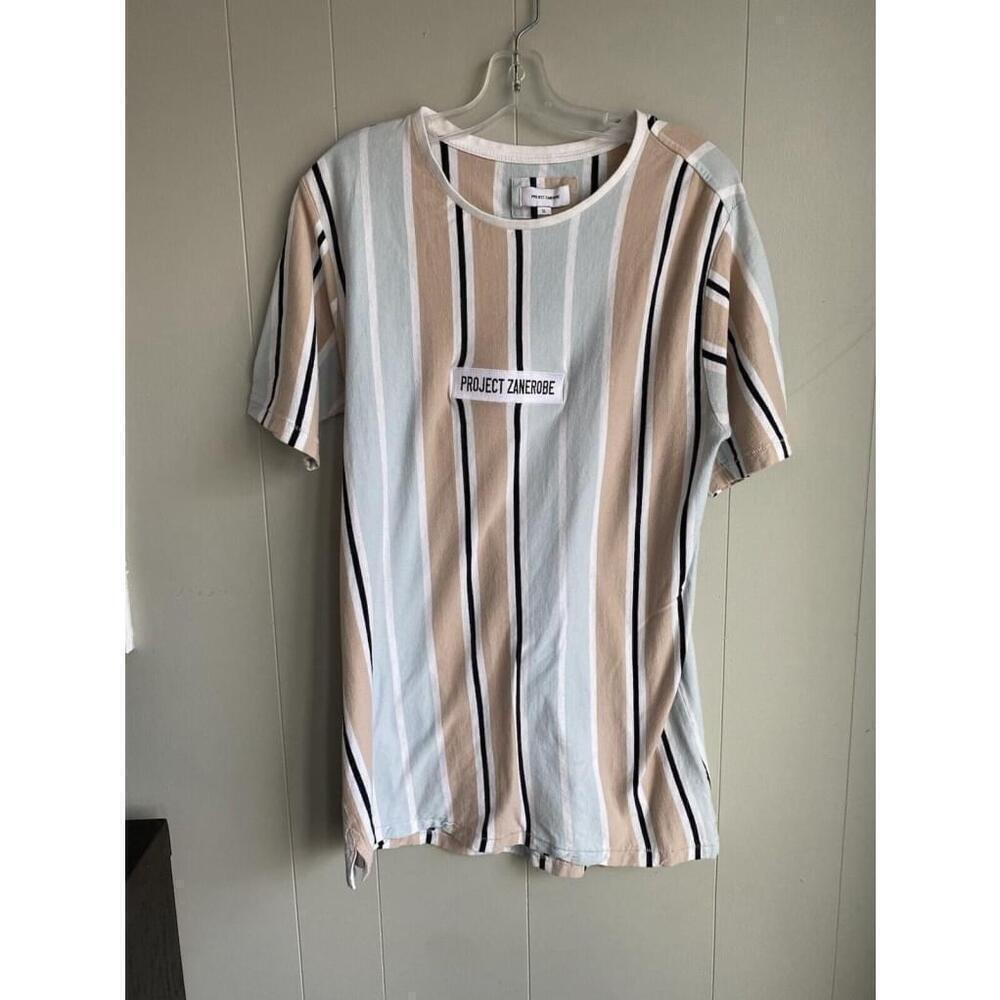 Project Zanerobe T Shirt Mens XL Grey Pink Blue Casual Summer Short Sleeve Logo